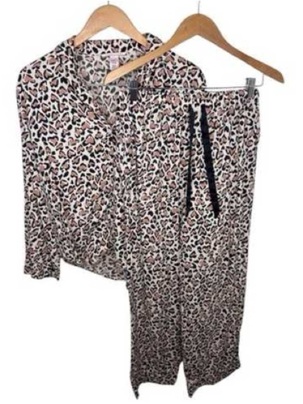 Victoria's Secret Beige and Black heart shape Leopard Print Pajama Shorts